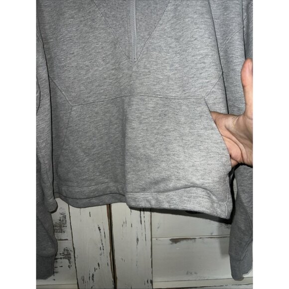 Outdoor Voices Women's Grey Crop Quarter Zip Front Pocket Sweatshirt Size L NWT - Picture 6 of 10